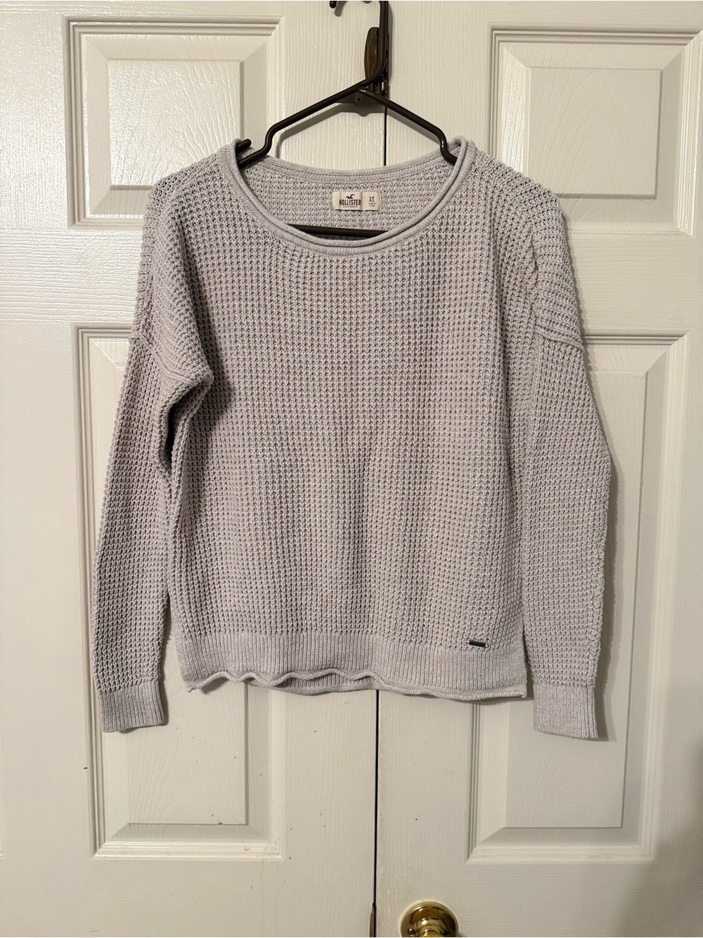Hollister Light Gray Waffle Knit Crewneck Sweater